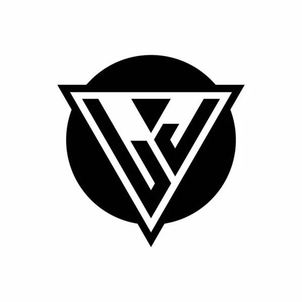 Logo Ujemnym Trójkątem Przestrzennym Szablonem Kształtu Okręgu Białym Tle — Wektor stockowy