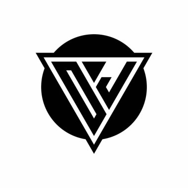 Eksi uzay üçgenli OJ logosu ve beyaz arkaplanda izole edilmiş çember şekil şablonu