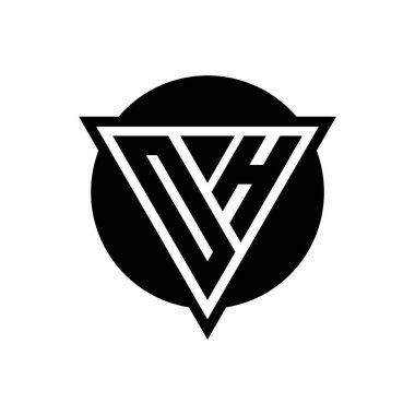 Negatif uzay üçgenli OH logosu ve beyaz arkaplanda izole edilmiş daire şekli şablonu