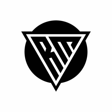 Beyaz arkaplanda izole edilmiş RM logosu ve daire şeklindeki tasarım şablonu