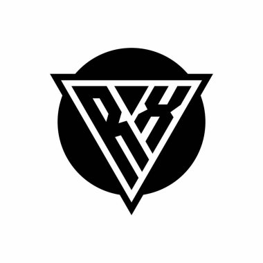 Beyaz arkaplanda izole edilmiş RX logosu ve çember şekil şablonu