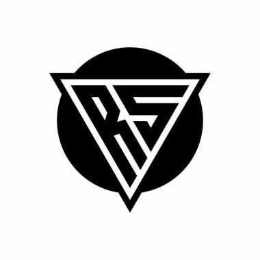 Beyaz arkaplanda izole edilmiş negatif uzay üçgeni ve daire şeklindeki dizayn şablonuna sahip SC logosu