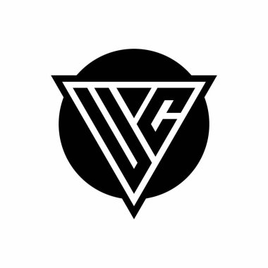 Eksi uzay üçgenli UC logosu ve beyaz arkaplanda izole edilmiş daire şeklindeki tasarım şablonu