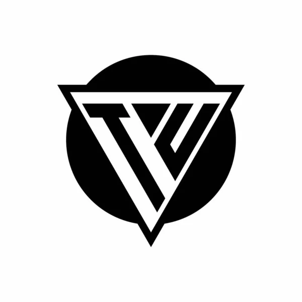 Logo Con Triangolo Spazio Negativo Modello Design Forma Cerchio Isolato — Vettoriale Stock