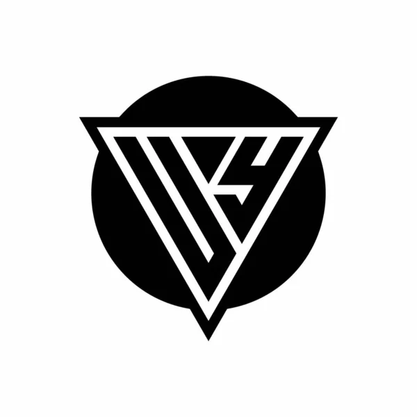 Logo Ujemnym Trójkątem Przestrzennym Szablonem Kształtu Okręgu Białym Tle — Wektor stockowy