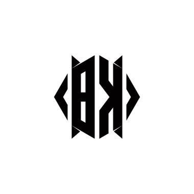 Kalkan şekilli BK Logo monogramı şablon vektör simgesini modern tasarlar