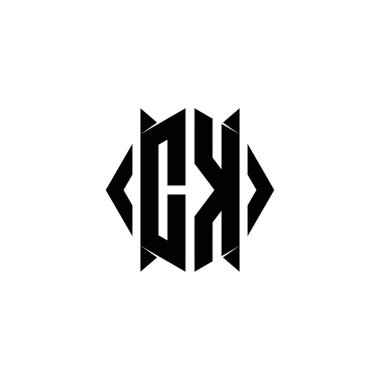 Kalkan şekilli CK logo monogramı şablon vektör simgesini modern dizayn eder