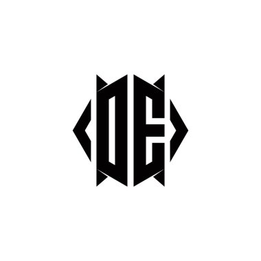 Kalkan şekli şablon vektör simgesi modern olan DE Logo monogramı
