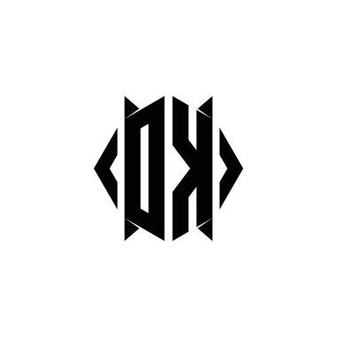Kalkan şekilli DK logo monogramı şablon vektör simgesini modern tasarlar