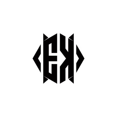 Kalkan şekilli EK Logo monogramı şablon vektör simgesini modern tasarlar