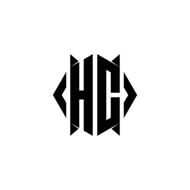 Kalkan şekilli HC logo monogramı şablon vektör simgesini modern tasarlar