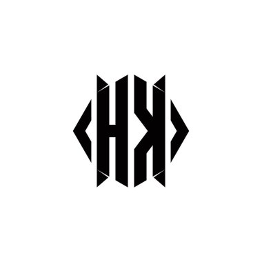 Kalkan şekilli HK logo monogramı şablon vektör simgesini modern tasarlar