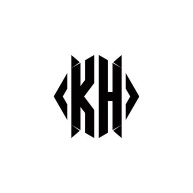 Kalkan şekli ile KH logo monogramı şablon vektör simgesini modern tasarlar