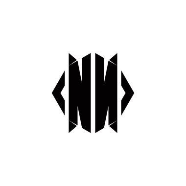 Kalkan şekilli NN logo monogramı şablon vektör simgesini modern tasarlar