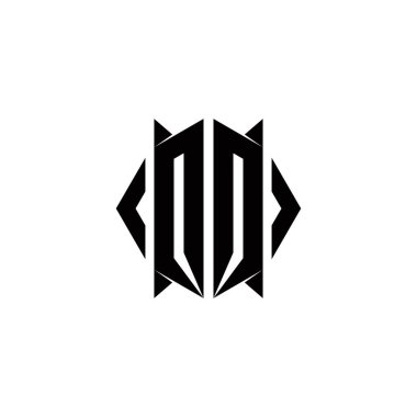 Kalkan şekilli QQ Logo monogramı şablon vektör simgesini modern tasarlar