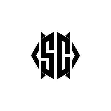 Kalkan şekilli SC logo monogramı şablon vektör simgesi modern dizayn eder