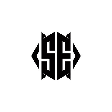Kalkan şekilli SE Logo monogramı şablon vektör simgesini modern tasarlar