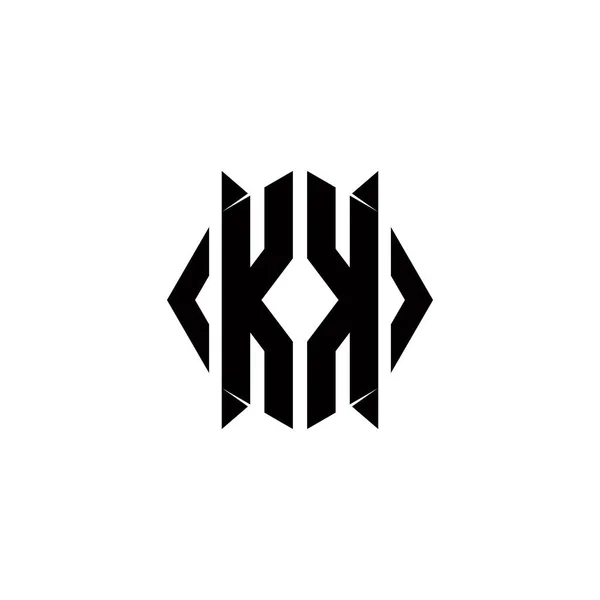 具有盾状图案的Kk标志图标模板矢量图标现代设计 — 图库矢量图片