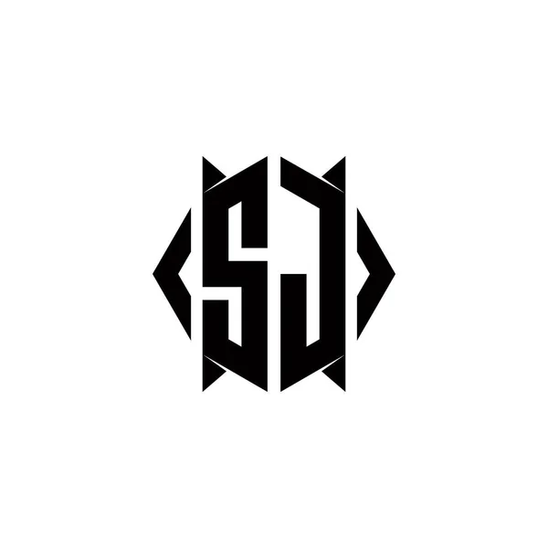 Monogramme Logo Avec Des Conceptions Forme Bouclier Icône Vectorielle Moderne — Image vectorielle