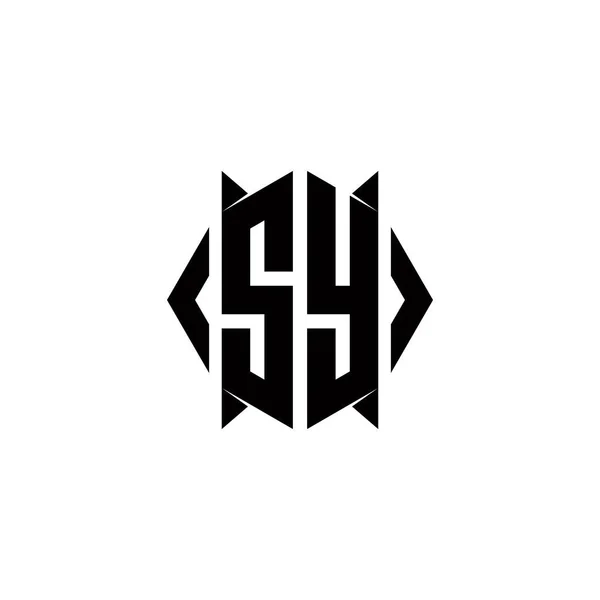 Logo Monogram Met Schild Vorm Ontwerpen Template Vector Pictogram Modern — Stockvector