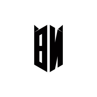Kalkan şekilli BN logo monogramı şablon vektör simgesini modern tasarlar