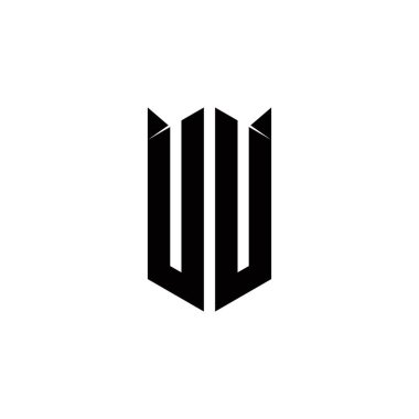 Kalkan şekilli UU logo monogramı şablon vektör simgesini modern tasarlar