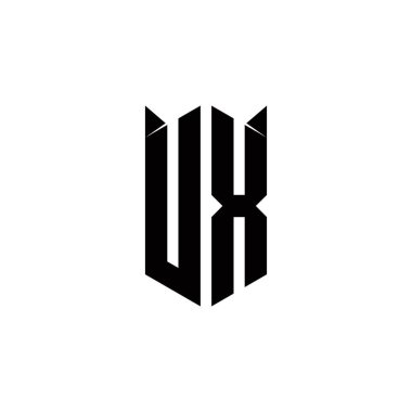 Kalkan şekilli UX logo monogramı şablon vektör simgesini modern tasarlar