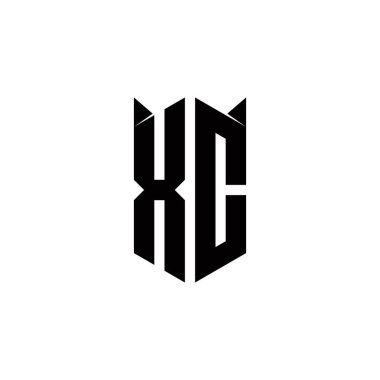 Kalkan şekilli XC logo monogramı şablon vektör simgesini modern tasarlar