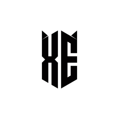 Kalkan şekilli XE logo monogramı şablon vektör simgesi modern dizayn eder