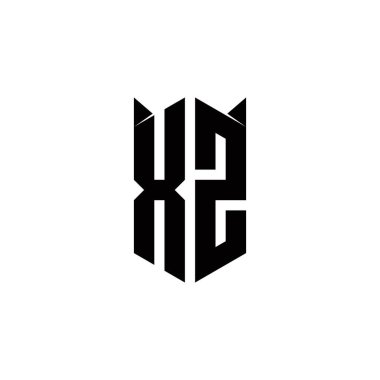 Kalkan şekilli XZ logo monogramı şablon vektör simgesini modern tasarlar