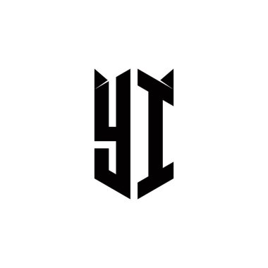 Kalkan şekilli YI logo monogramı şablon vektör simgesini modern tasarlar