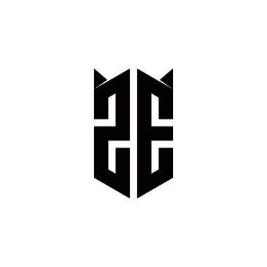 Kalkan şekilli ZE logo monogramı şablon vektör simgesini modern tasarlar