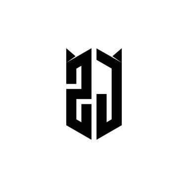 Kalkan şekilli ZJ logo monogramı şablon vektör simgesini modern tasarlar