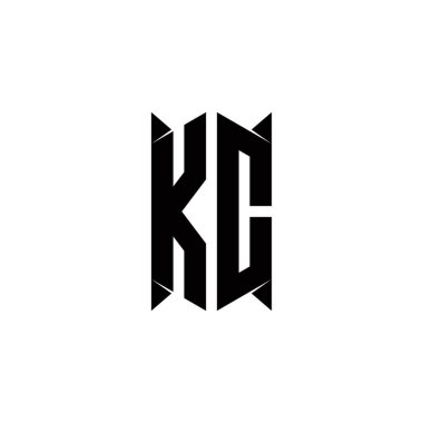 Kalkan şekilli KC logo monogramı şablon vektör simgesini modern tasarlar