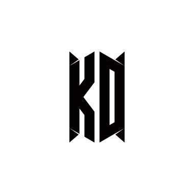 Kalkan şekilli KD logo monogramı şablon vektör simgesini modern tasarlar