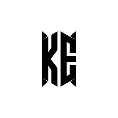 Kalkan şekli şablon vektör simgesi modern olan KE logo monogramı