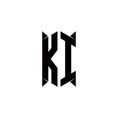 Kalkan şekilli KI logo monogramı şablon vektör simgesini modern tasarlar