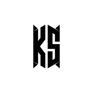 Kalkan şekli ile KS Logo monogramı şablon vektör simgesi modern dizayn eder
