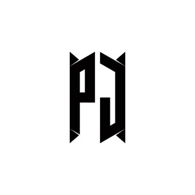 Kalkan şekilli PJ logo monogramı şablon vektör simgesini modern tasarlar