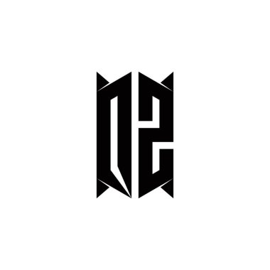 Kalkan şekilli QZ logo monogramı şablon vektör simgesini modern tasarlar