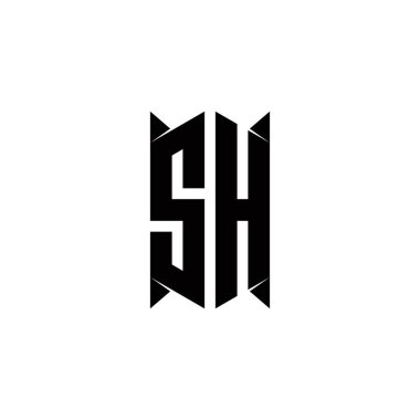 Kalkan şekilli SH logo monogramı şablon vektör simgesini modern tasarlar