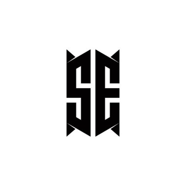 Kalkan şekilli SE Logo monogramı şablon vektör simgesini modern tasarlar