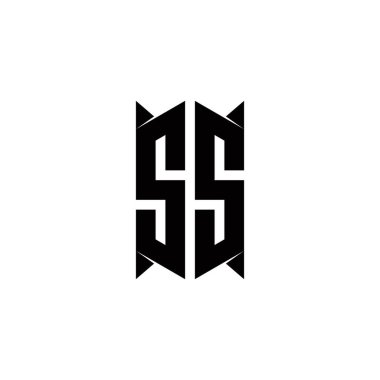 Kalkan şekilli SS Logo monogramı şablon vektör simgesini modern tasarlar
