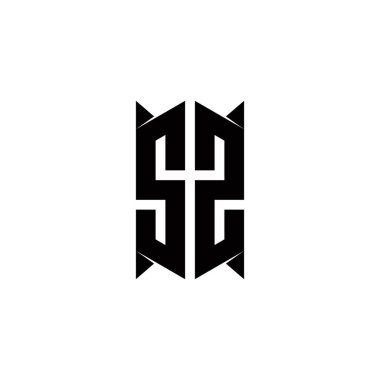 Kalkan şekilli SZ logo monogramı şablon vektör simgesini modern tasarlar