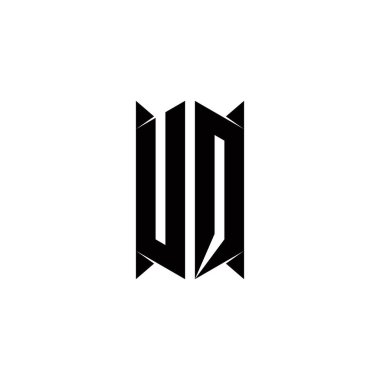 Kalkan şekilli UQ logo monogramı şablon vektör simgesini modern tasarlar