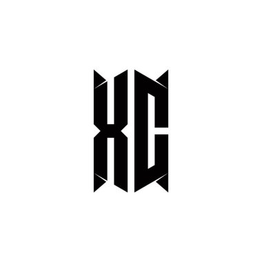 Kalkan şekilli XC logo monogramı şablon vektör simgesini modern tasarlar
