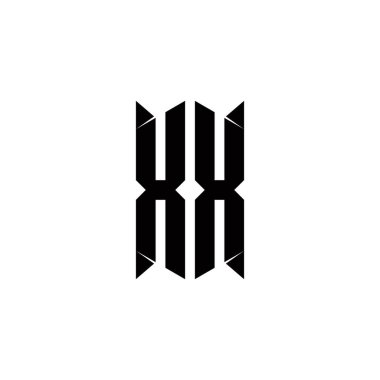 Kalkan şekilli XX Logo monogramı şablon vektör simgesini modern tasarlar