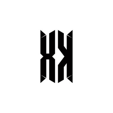 Kalkan şekilli XK Logo monogramı şablon vektör simgesini modern tasarlar