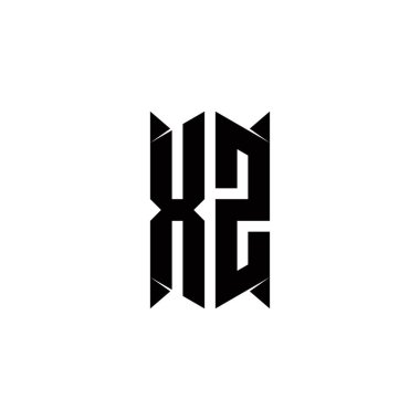 Kalkan şekilli XZ logo monogramı şablon vektör simgesini modern tasarlar