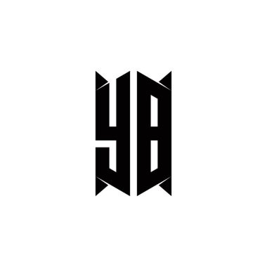 Kalkan şekilli YB logo monogramı şablon vektör simgesini modern tasarlar
